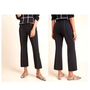 Anthropologie Essential Crop Flare Pants Black Sz M Ponte Kick Flare
